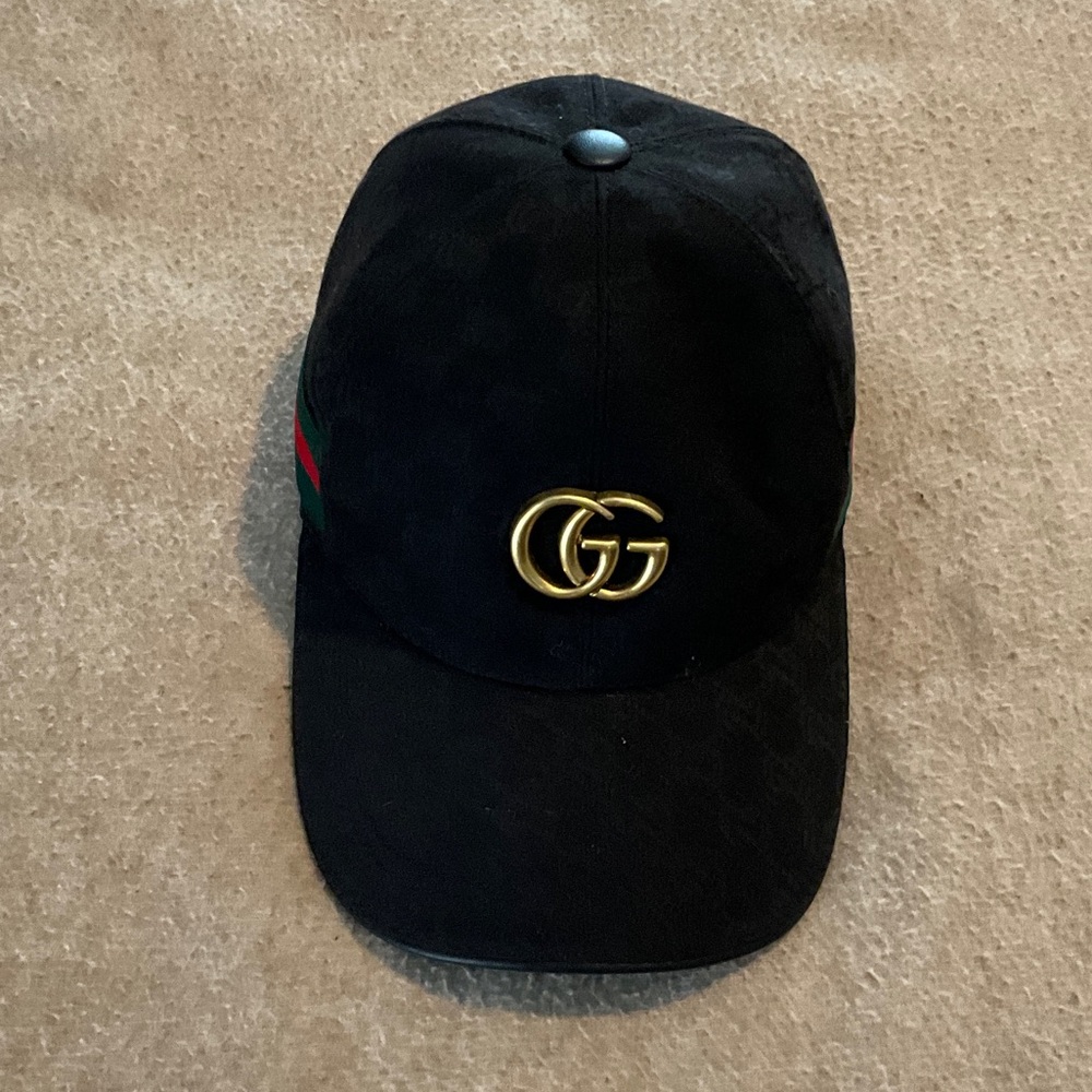 Gucci Black Hat with Gold Emblem